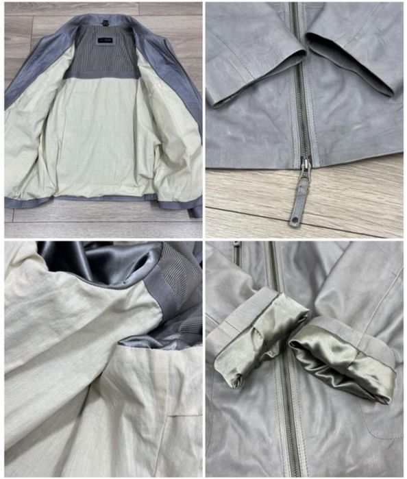 шкіряна куртка XL XXL піджак сіра демісезон жакет косуха Cabrini батал