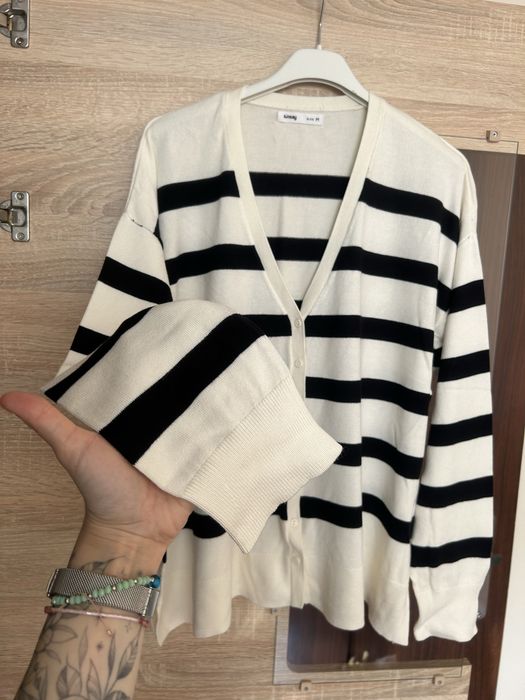 Sweter w paski rozpinany kardigan sinsay M