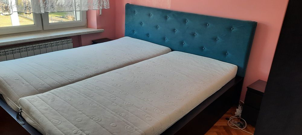 Łóżko podwójne Ikea ze skrzynią i z obiciem
