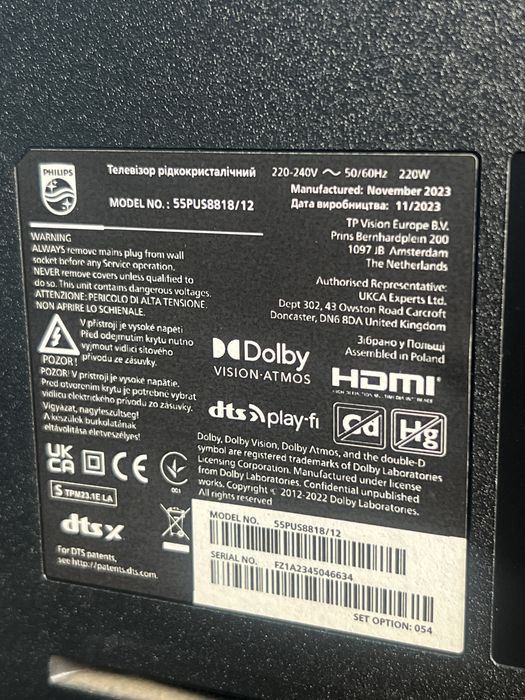 Tv PHILIPS AMBILIGHT 4K uszkodzona matryca