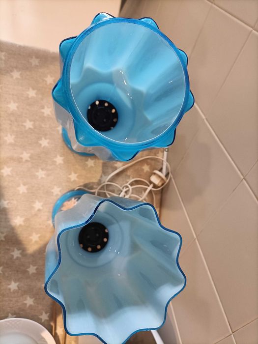 Vintage 60's Par Candeeiros Vidro Azul Opalino
