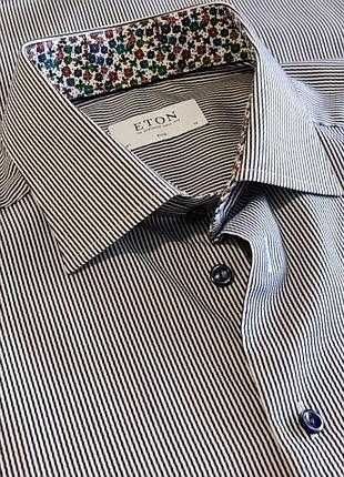 Сорочка чоловіча класична бавовняна довгий рукав eton у смужку L