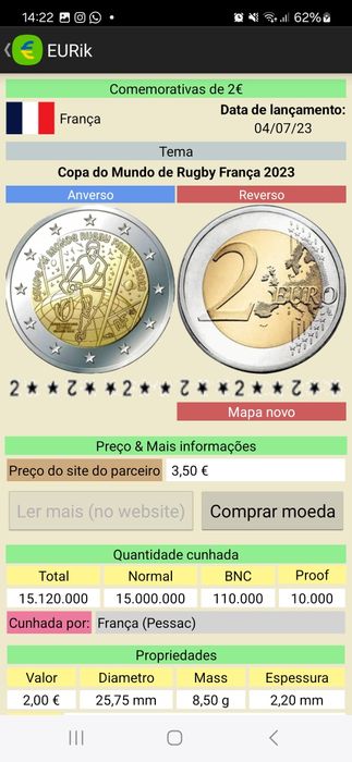 Moedas 2 euros comemorativas 2023