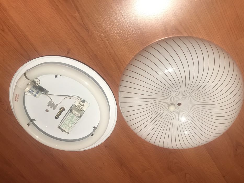 Apique teto com lampada redonda flurescente (novo) aplique parede made