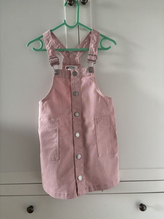 H&M 110 Sukienka ogrodniczka różowa