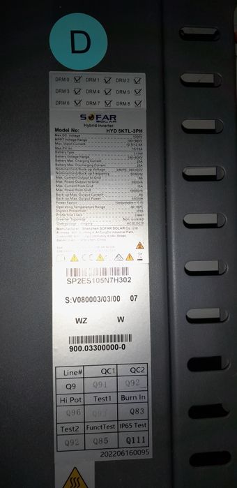 Falownik hybrydowy 3 fazowy sofar hyd 5ktl-3ph plus licznik chint i logger wifi