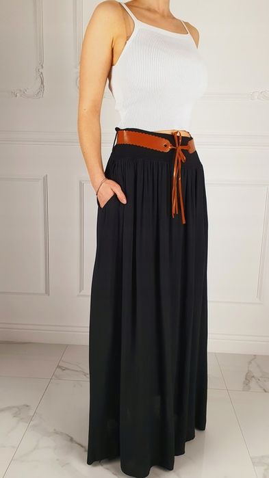 Zwiewna Długa Spódnica Maxi Do Kostek Boho Damska
