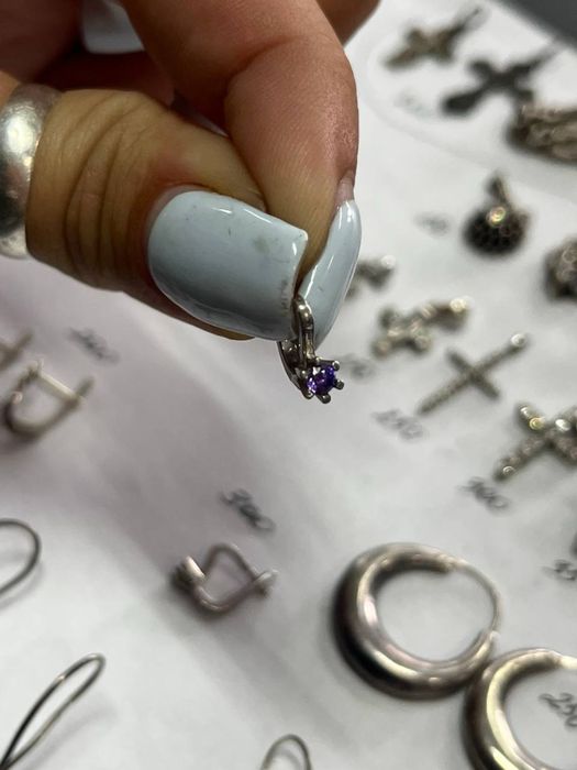 Срібні Сережки жіночі дитячі кулон хрестик