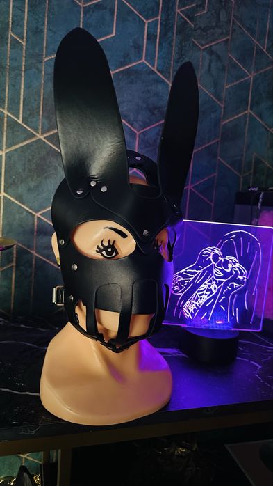 Skórzana maska Bunny | rave / drag queen / pole dance