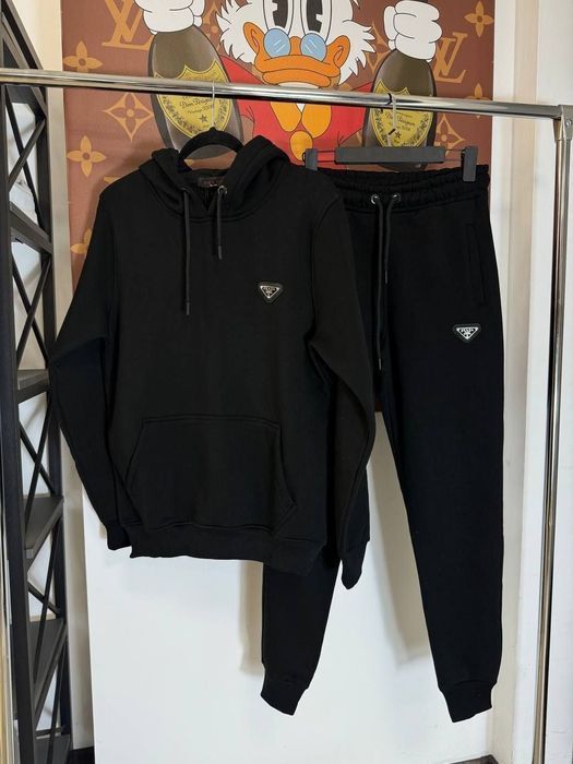 ЦІНА БУЛА 3000!Чоловічий спортивний костюм Prada на флісі чорний S M L