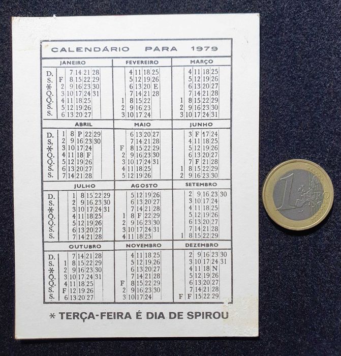 Antigos e Raros "CALENDÁRIOS SPIROU" ~ de Coleção ~ 1979 ~ #2