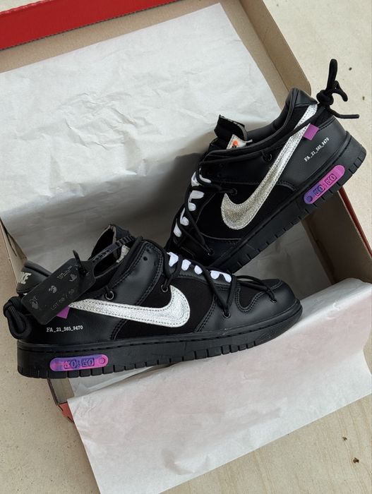 В Наявності! Кросівки Nike Low Dunk x Off-White 50/50 Black Purple•Данки офф вайт