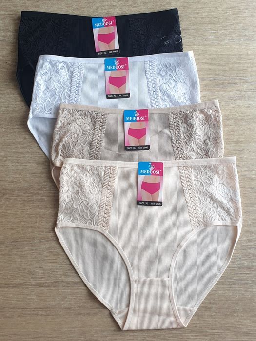 4×Damskie majtki figi w prążek XL