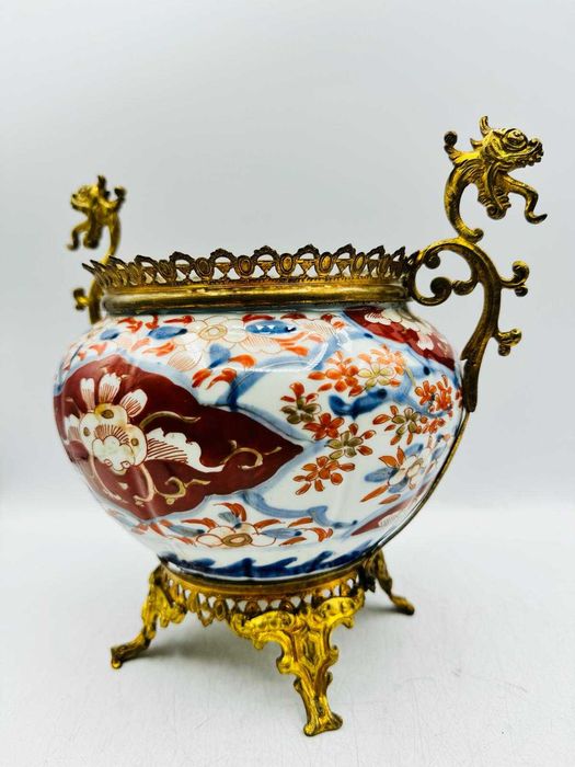 Porcelanowa Żardiniera Imari Brąz Antyk XX
