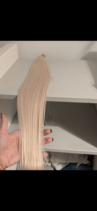 Wlosy naturalne  b.jasny blond 60 cm 100 gram