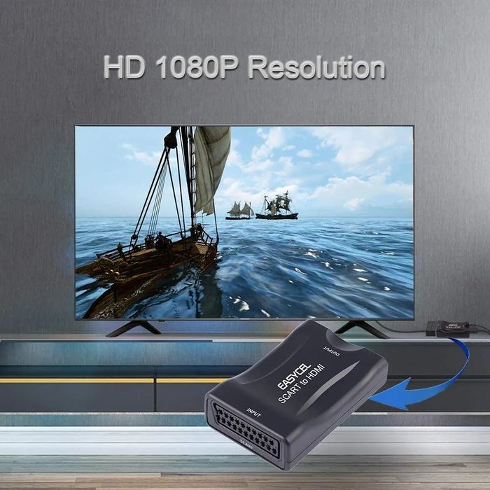 Адаптер конвертер видео/аудио HDMI-SCART до 1080p ШАРА ціна