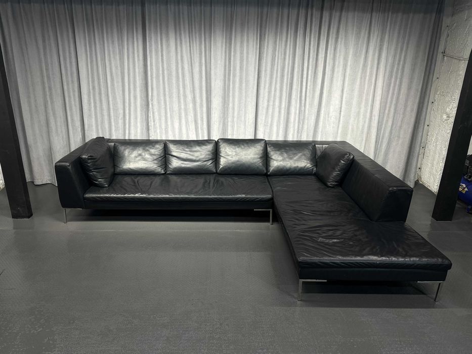 Чорний шкіряний кутовий диван/шкіряні кутові дивани/меблі з Європи