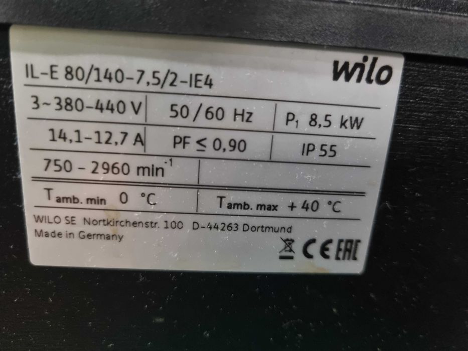 Pompa Wilo IL-E 80/140-7,5/2 IE4 Netto 5500