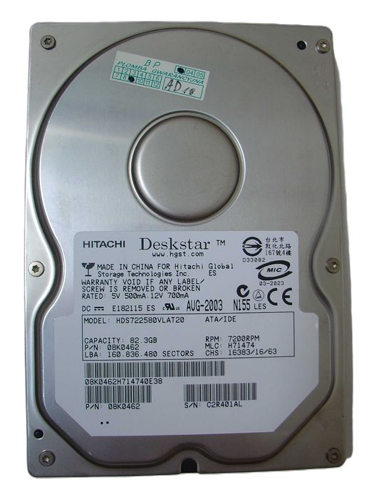 Dysk twardy HITACHI Deskstar HDS722580VLAT20 82,3GB 7.2K IDE