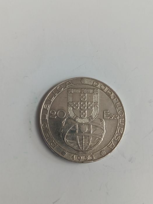 Moeda prata de 20 escudos 1953. Renovação