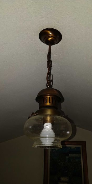 Candeeiro de tecto rústico/vintage em latão