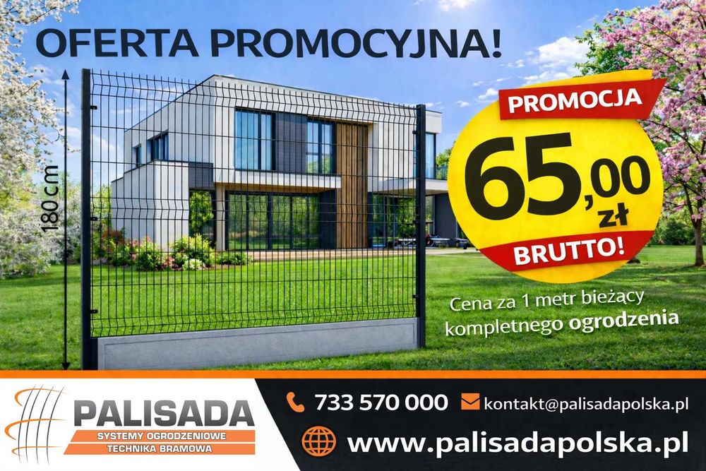 PROMOCJA! Ogrodzenia Panelowe 4 mm | Ogrodzenie z podmurówką 123 + 25