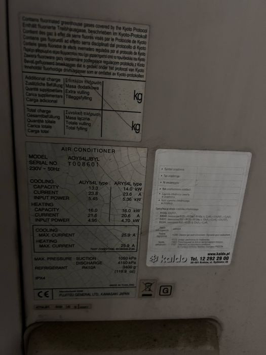 Pompa ciepla 14 kW fujitsu