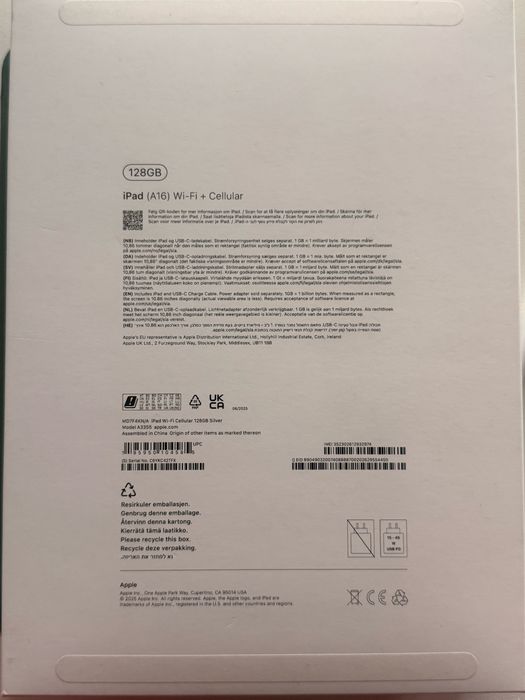 iPad 11. gen (A16) 128GB Wi-Fi + 5G, srebrny