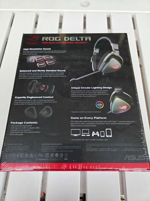 Słuchawki gamingowe ASUS ROG Delta, NOWE, oryginalnie zapakowane!