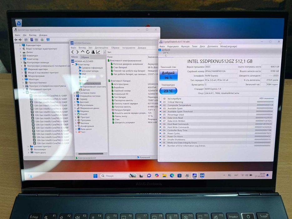 ASUS Zenbook 14 UX3402ZA 14"OLED 2.8k 90Hz i5-1240P 16/512Gb сенсорний