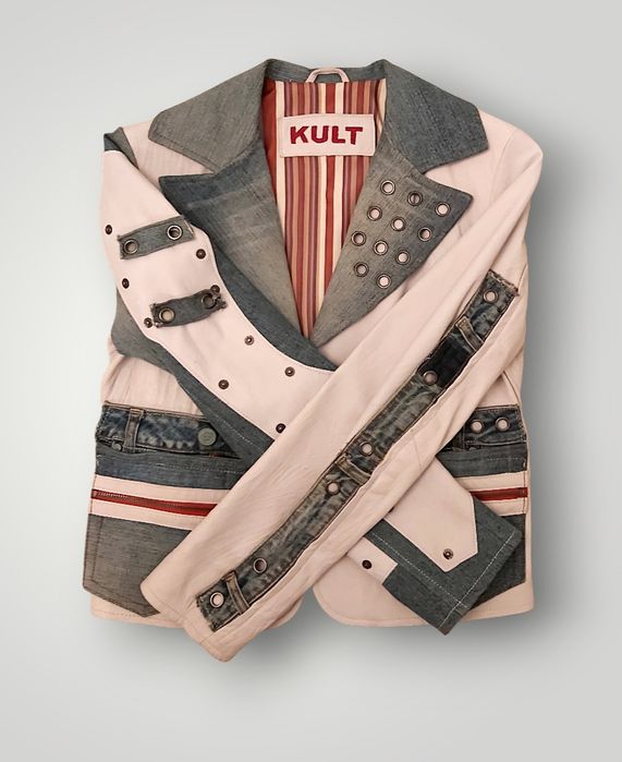 Casaco/blazer vintage em pele e ganga Kult