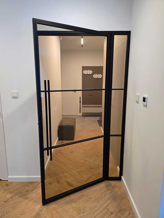 Drzwi loft na wymiar stal + szkło | industrialne czarne PREMIUM