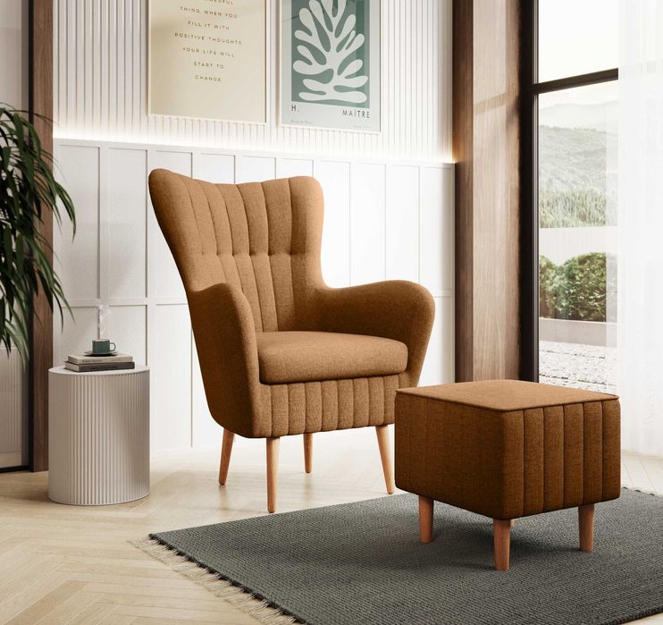 Fotel Bari/Uszak/Tkanina PREMIUM/Nowoczesny/Możliwy podnóżek