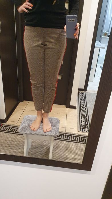 Legginsy w kratkę z lampasem cropp S 36