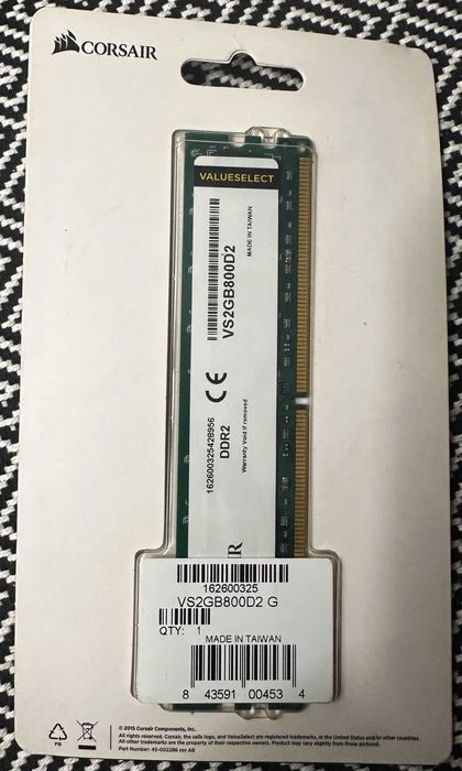 Memória Corsair 2GB DDR2 800mhz - VS2GB800D2 - NOVA