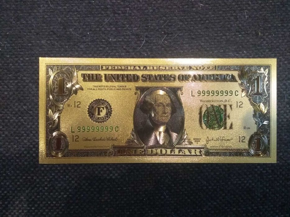 Banknot kolekcjonerski pozłacany - 1 dollar amerykański