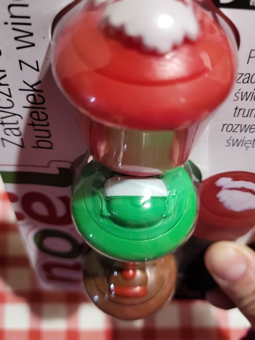 Zatyczki silikonowe do butelek z winem wzór świąteczny