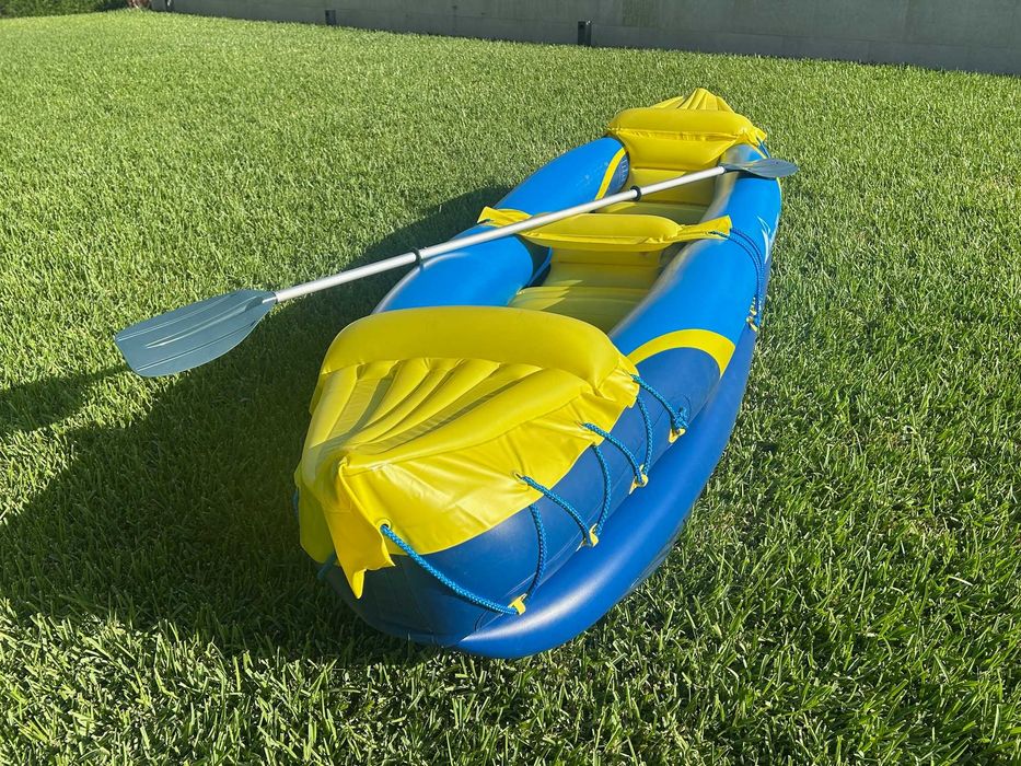 Canoa insuflável 3,25m comprim. p/ 2 adultos (até 160kg) 5 câmaras-de-ar - como NOVA!!