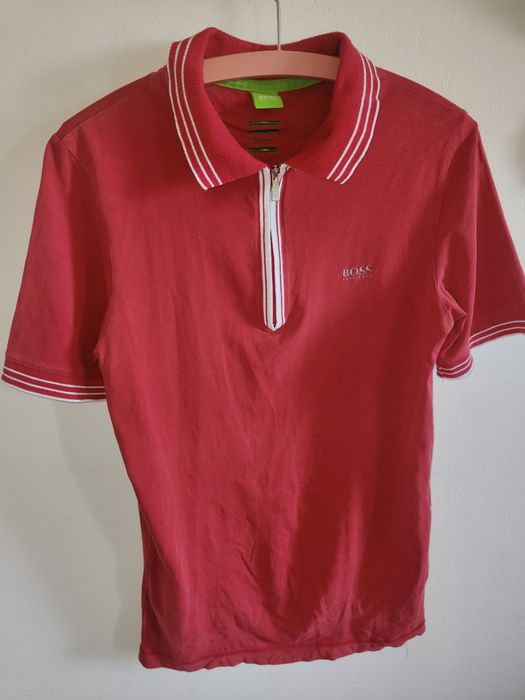 Czerwona koszulka polo Hugo Boss Modern Fit r S męska t-shirt krótki