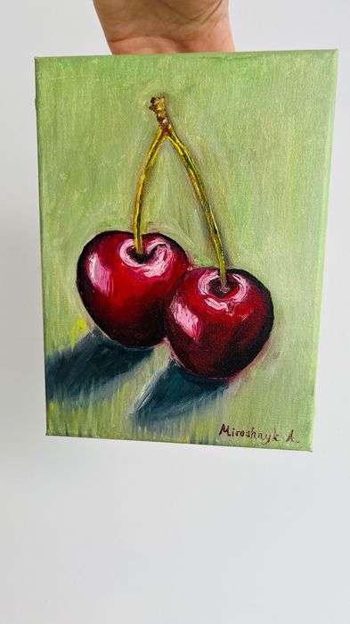 Oryginalny obraz olejny „Wiśnie” – 18×24 cm