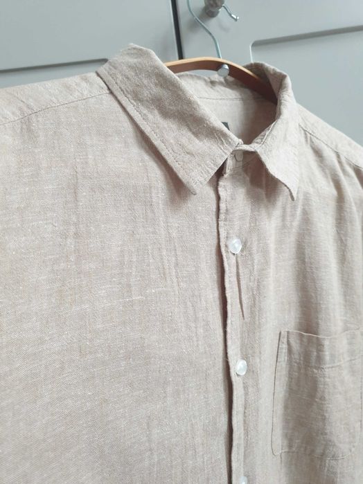 Beżowa koszula lniana Primark M L męsla
