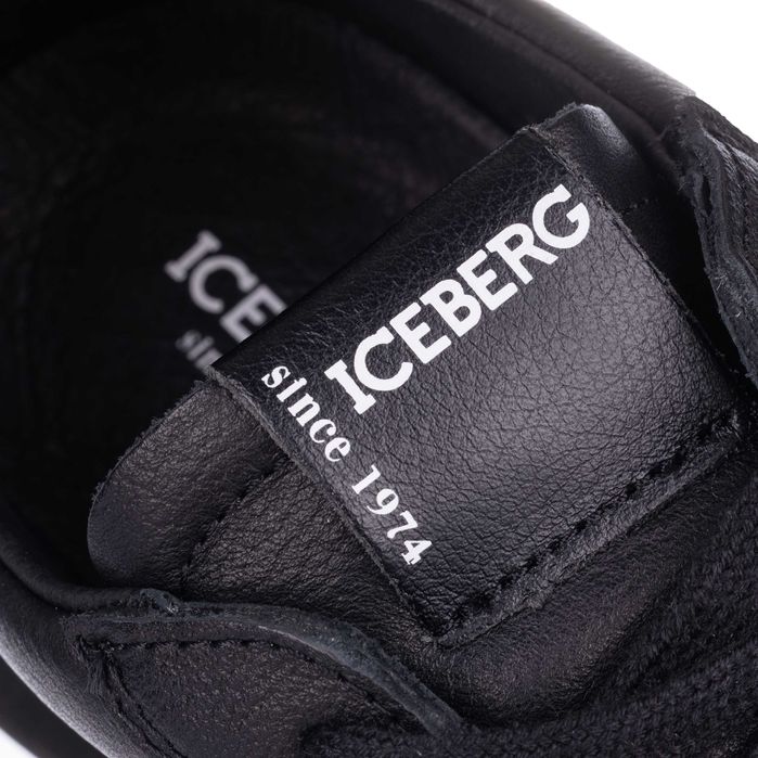 ICEBERG skórzane włoskie sneakersy/buty męskie BLACK