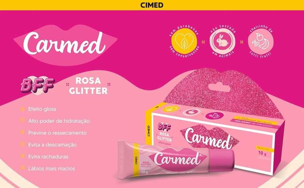 Carmed Hidratante Labial Rosa Glitter