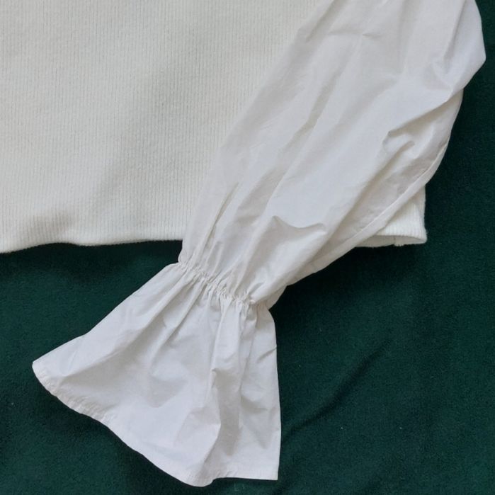 Кофта в рубчик, вязана з плечиками і рукавами