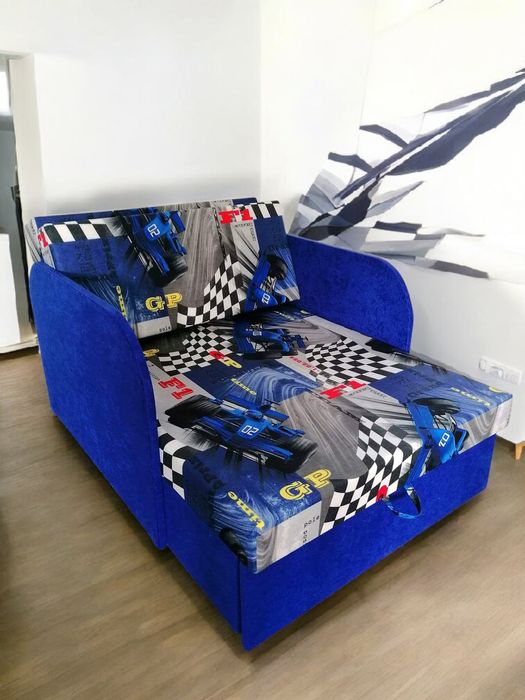 Sofa tapczan lozko fotelik dla dzieci z funkcja spania i pojemnikiem