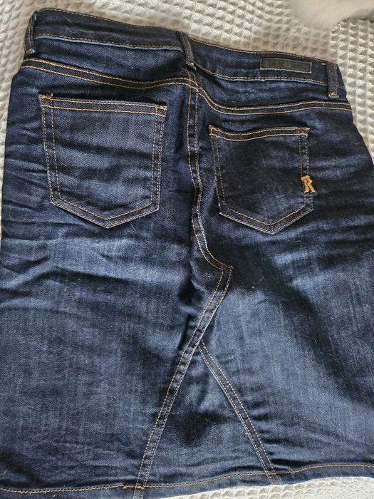 Spódnica jeans ciemny granat bawełna S