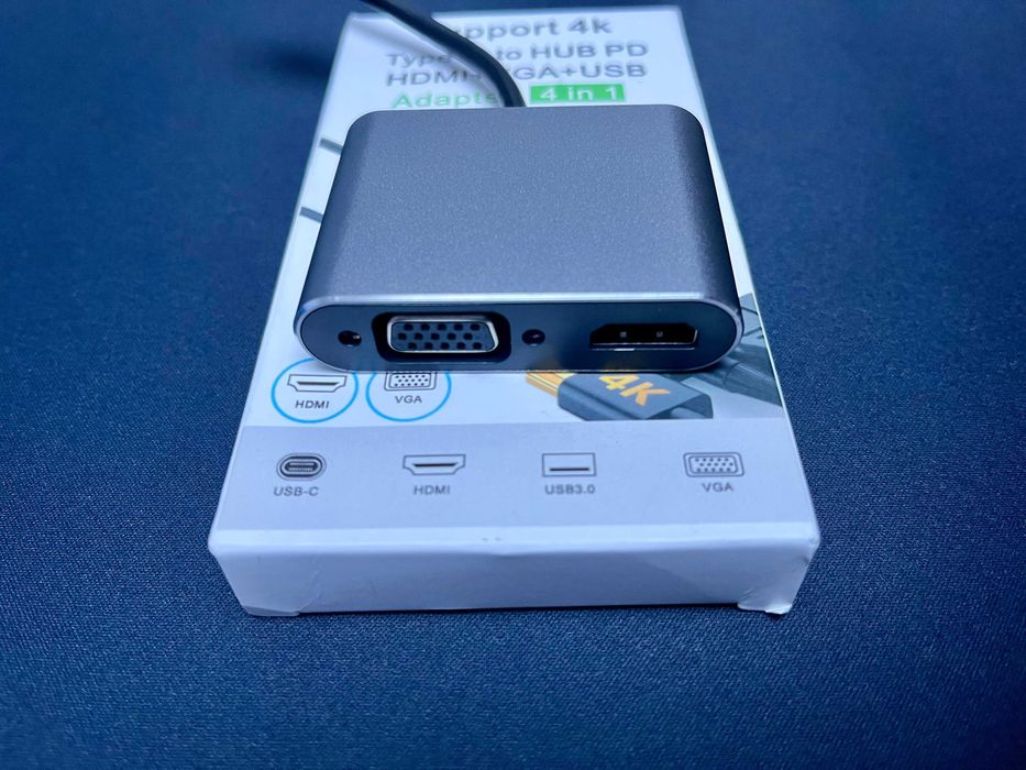 Адаптер Usb type c Hub 4 в 1 HDMI VGA  4K 30Hz хаб hub