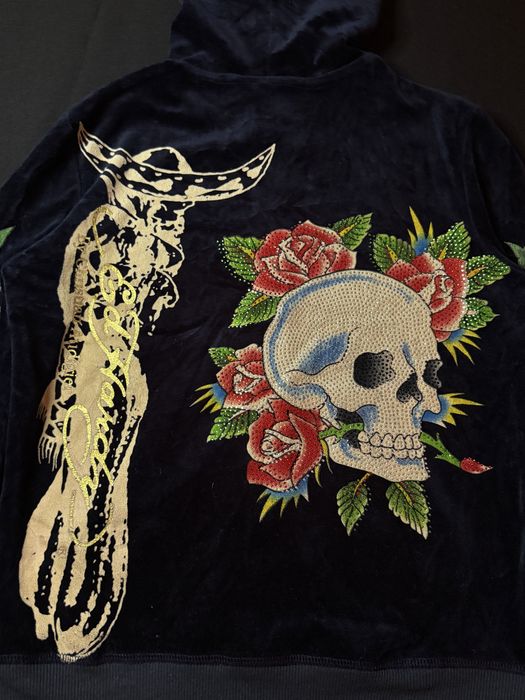 Велюрове зіп худі ed hardy by Christian Audigier