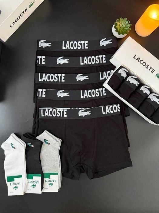 Чоловічі труси Lacoste 3D. Мужские боксеры Лакост черный