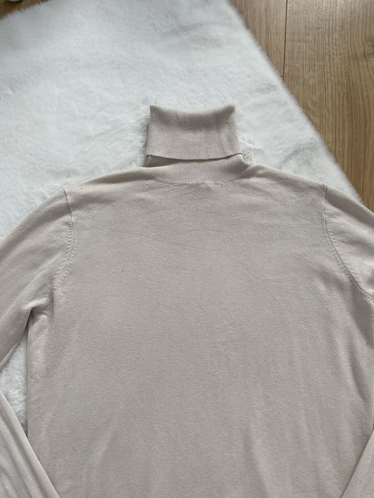 Beżowa bluzka golf na długi rękaw S 36 zara basic minimal